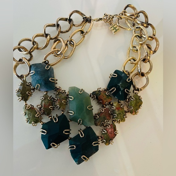 Statement Green BCBG necklace with Gold Hardware - Picture 3 of 12